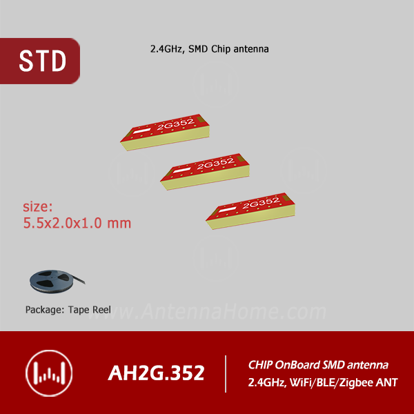 2.4GHz,SMD CHIP Antenna, WiFi/BLE/Zigbee, 5.5x2x1mm,